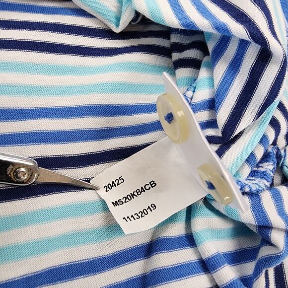 Peter Millar Polo Shirt Mens Large Blue Striped Performance Pima Golf Pocket - Picture 14 of 14